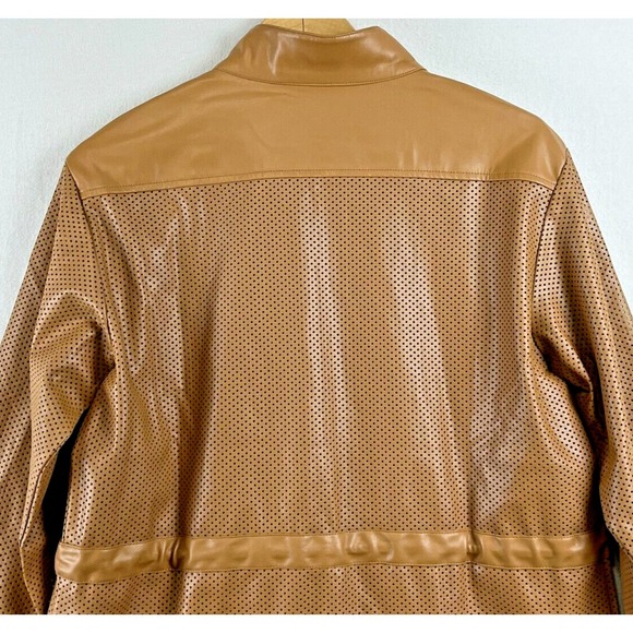 WYNNELayers Collection Vegan Leather Jacket Womens M Perforated Camel Brown - Picture 12 of 12